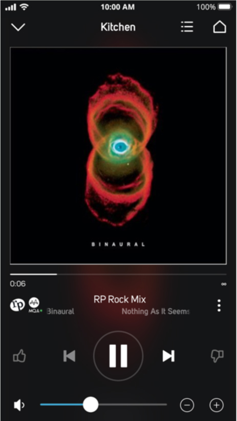 Screenshot of Radio Paradise’s RP Rock Mix in MQA